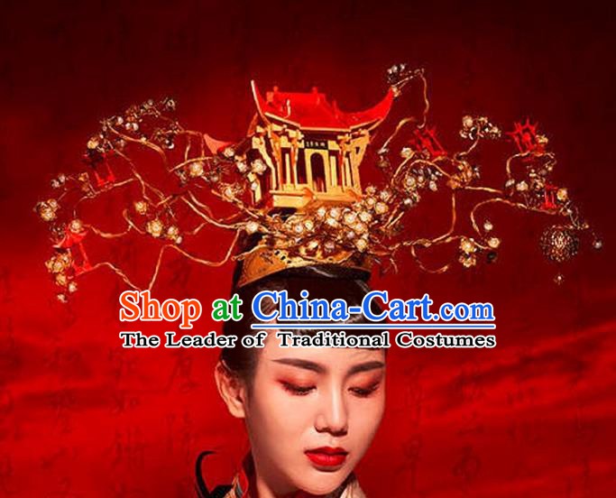 Chinese Handmade Classical Hair Accessories Ancient Wedding Headdress Bride Phoenix Coronet for Women