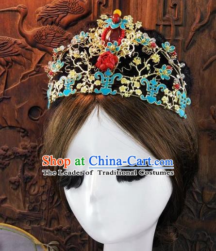 Chinese Handmade Classical Agate Phoenix Coronet Ancient Hanfu Wedding Hair Accessories for Women