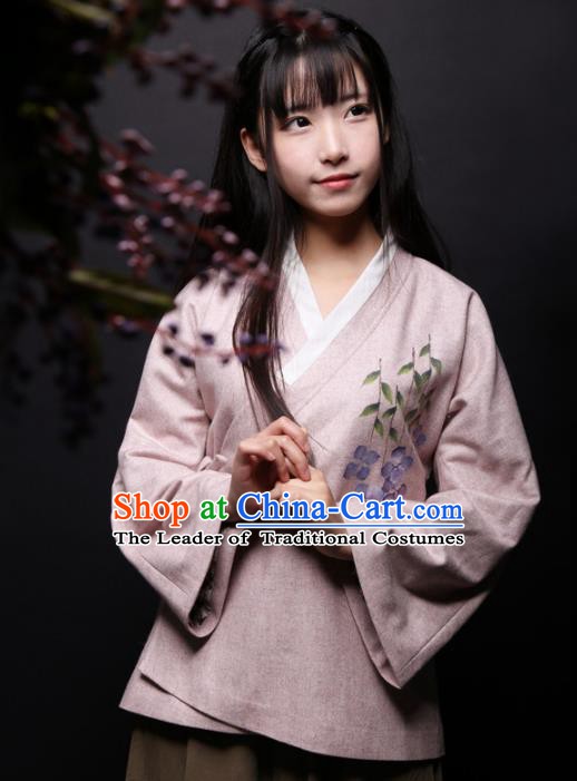 Traditional Chinese National Costume Printing Blouse Tang Suit Hanfu Shirts for Women