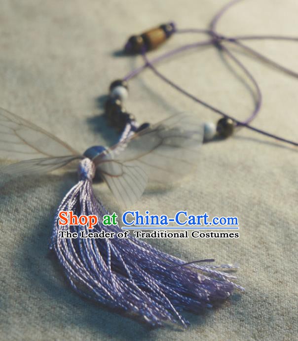 Traditional Chinese Pendant Accessories Purple Tassel Necklace for Women