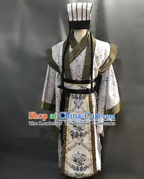 Traditional Chinese Stage Performance Costume Ancient Three Kingdoms Period Minister Hanfu Clothing for Men