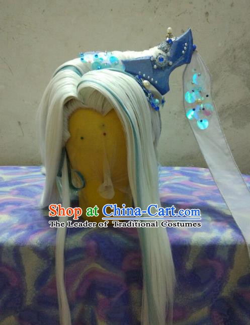 Traditional China Ancient Cosplay Fairy Wig and Hair Accessories Headwear for Women
