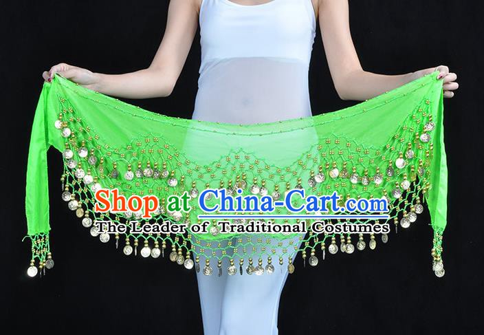 Asian Indian Belly Dance Light Green Silk Waistband Accessories India Raks Sharki Belts for Women