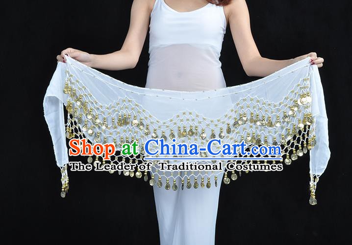 Asian Indian Belly Dance White Silk Waistband Accessories India Raks Sharki Belts for Women