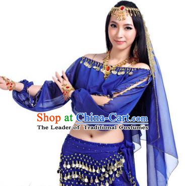 Asian Indian Belly Dance Hair Accessories Frontlet and Royalblue Veil for Women