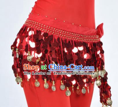 Indian Traditional Belly Dance Red Tassel Belts Waistband India Raks Sharki Waist Accessories for Women