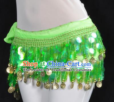 Indian Traditional Belly Dance Green Tassel Belts Waistband India Raks Sharki Waist Accessories for Women