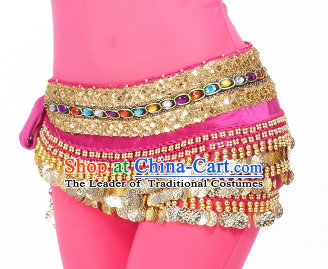 Asian Indian Belly Dance Diamante Waist Accessories Rosy Waistband India Raks Sharki Belts for Women