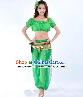 Asian Indian Belly Dance Costume Stage Performance Yoga Green Uniform, India Raks Sharki Dress for Women