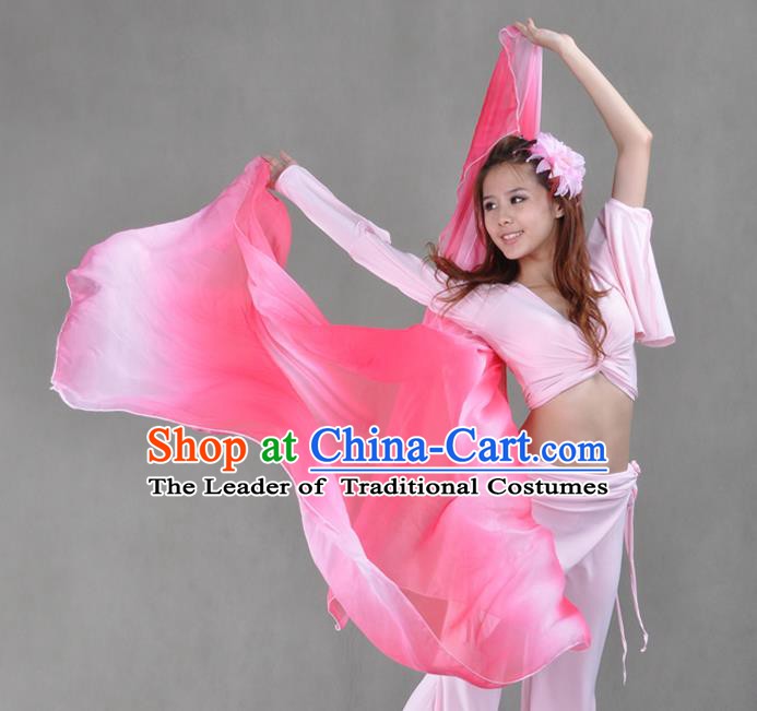 Asian Indian Belly Dance Accessories Gradient Pink Gauze Kerchief India Traditional Dance Scarf for for Women