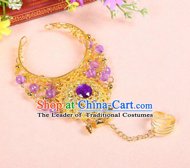 Top Belly Dance Accessories Purple Crystal Bracelets for Women