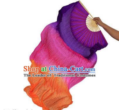 China Folk Dance Three-colour Folding Fans Yanko Dance Silk Fans for for Women