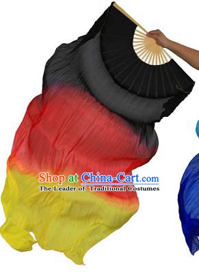 China Folk Dance Three-colour Folding Fans Yanko Dance Black Silk Fans for for Women