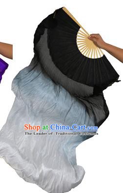 China Folk Dance Folding Fans Yanko Dance Black White Silk Fans for for Women