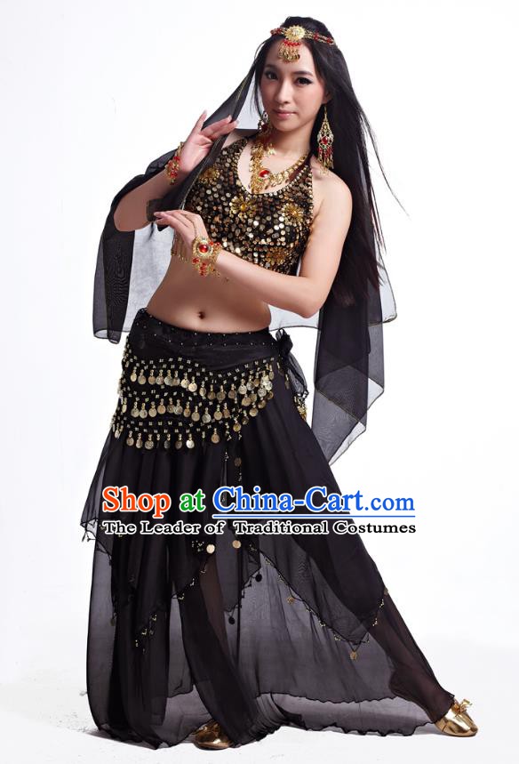 Indian Belly Dance Costume Oriental Dance Black Dress, India Raks Sharki Bollywood Dance Clothing for Women