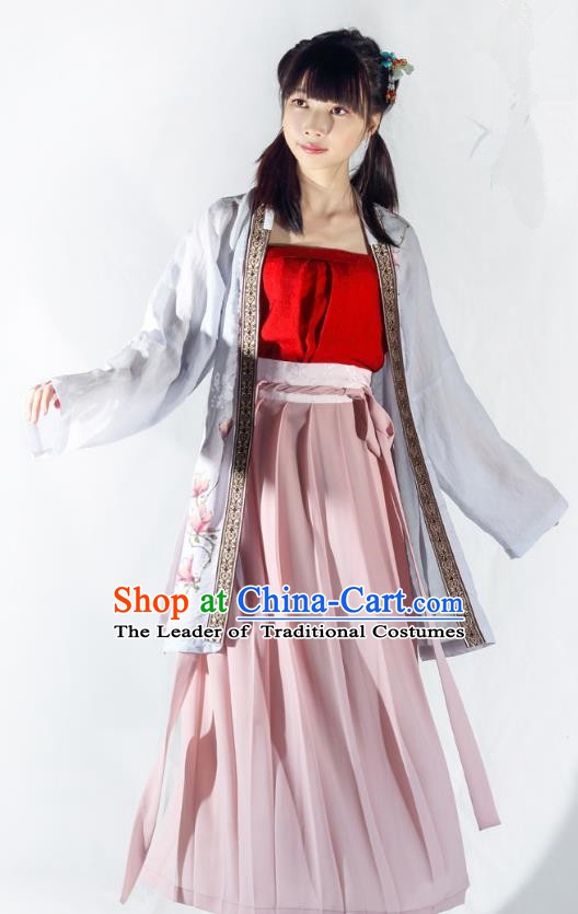 China Ancient Costume Song Dynasty Young Lady Hanfu Clothing for Women