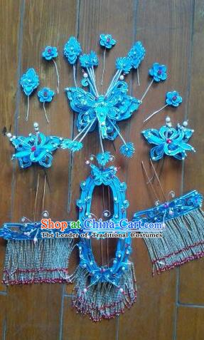 Traditional Handmade Chinese Beijing Opera Hair Accessories Phoenix Coronet Hairpins Complete Set for Women