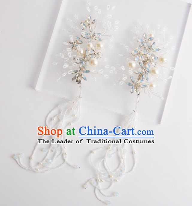 Handmade Classical Wedding Accessories Bride Pearls Tassel Earrings for Women