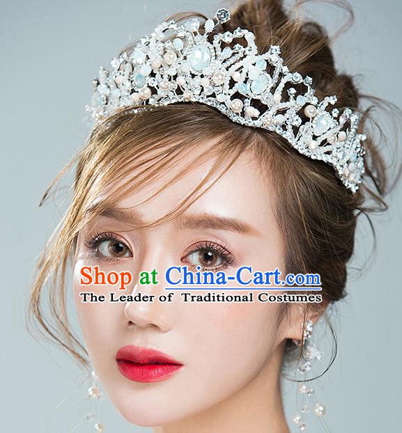 Handmade Classical Hair Accessories Bride Baroque Crystal Royal Crown Opal Coronet for Women