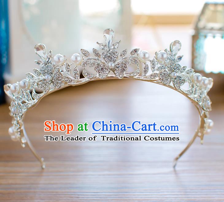 Handmade Classical Hair Accessories Baroque Crystal Royal Crown Princess Zircon Coronet for Women