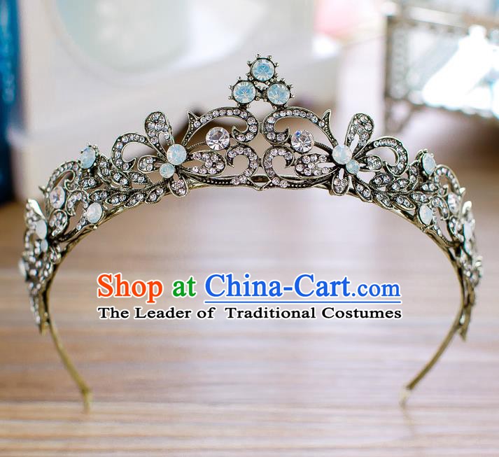 Handmade Classical Hair Accessories Baroque Crystal Butterfly Royal Crown Princess Black Hair Clasp for Women