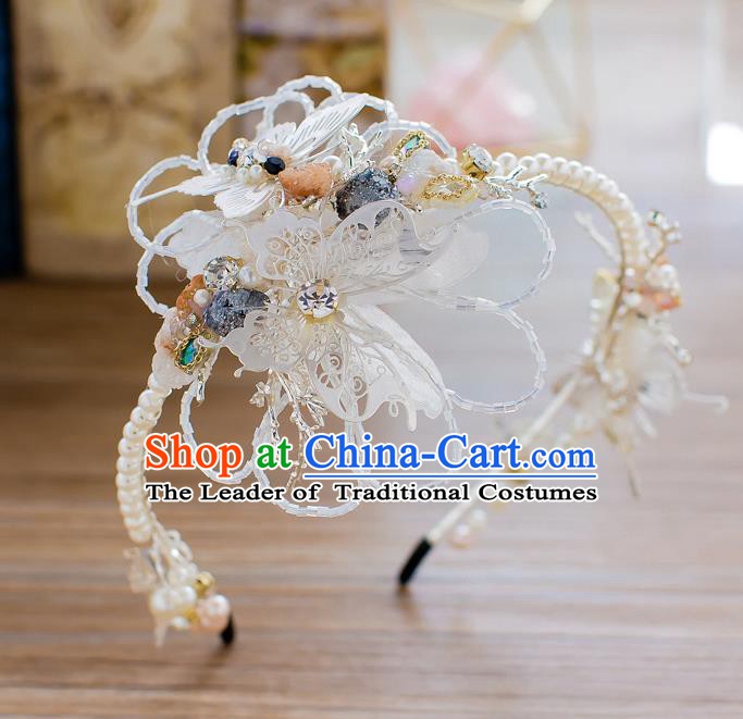 Handmade Classical Wedding Hair Accessories Bride Headwear Butterfly Pearls Hair Clasp for Women