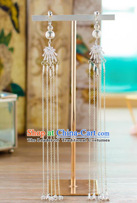 Handmade Classical Wedding Accessories Bride Crystal Beads Tassel Earrings for Women