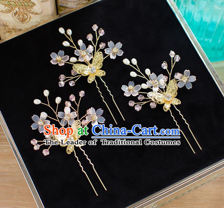 Handmade Classical Wedding Hair Accessories Bride Hair Stick Butterfly Hairpins for Women