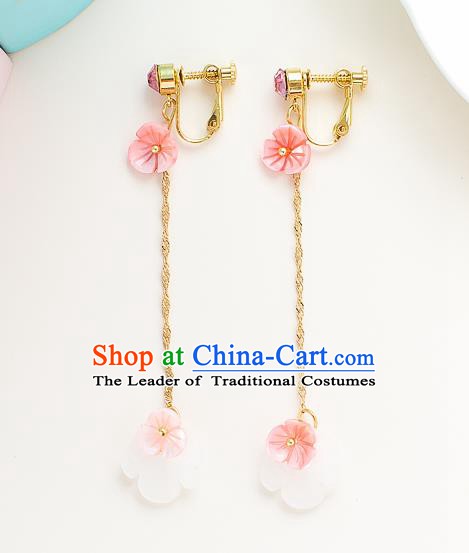 Handmade Classical Wedding Accessories Tassel Eardrop Bride Pink Shell Earrings for Women