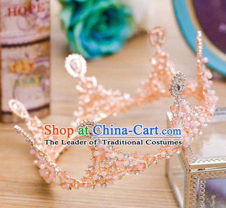 Handmade Classical Wedding Hair Accessories Bride Baroque Crystal Round Royal Crown for Women
