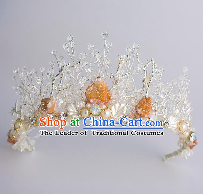 Handmade Classical Hair Accessories Baroque Bride Crystal Royal Crown Headwear for Women