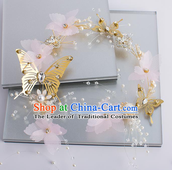 Handmade Classical Wedding Hair Accessories Bride Butterfly Hair Clasp Headwear for Women
