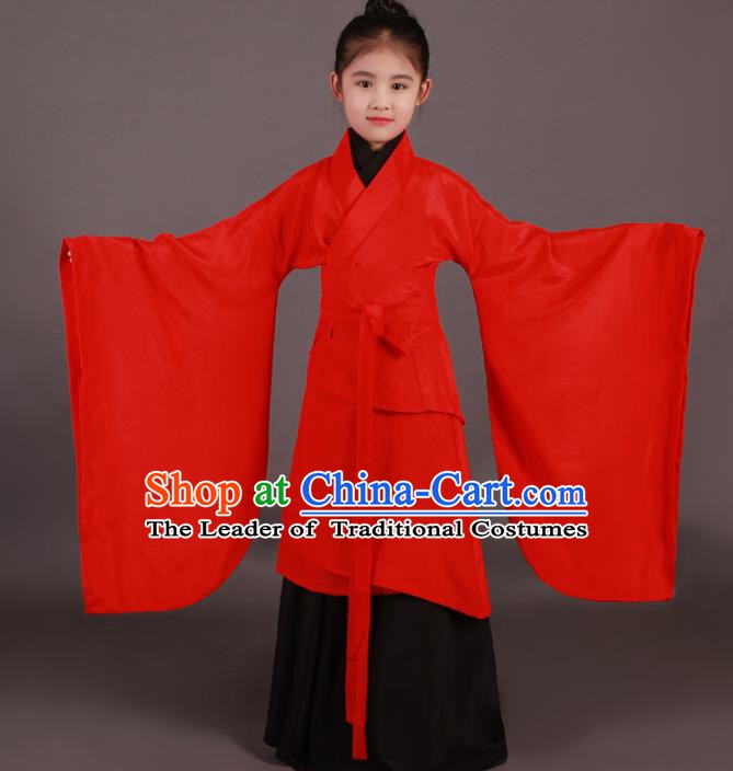 Traditional China Han Dynasty Girls Costume, Chinese Ancient Princess Hanfu Clothing for Kids