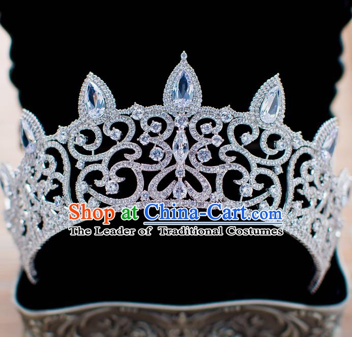 Handmade Classical Hair Accessories Baroque Bride Royal Crown Crystal Hair Coronet Headwear for Women
