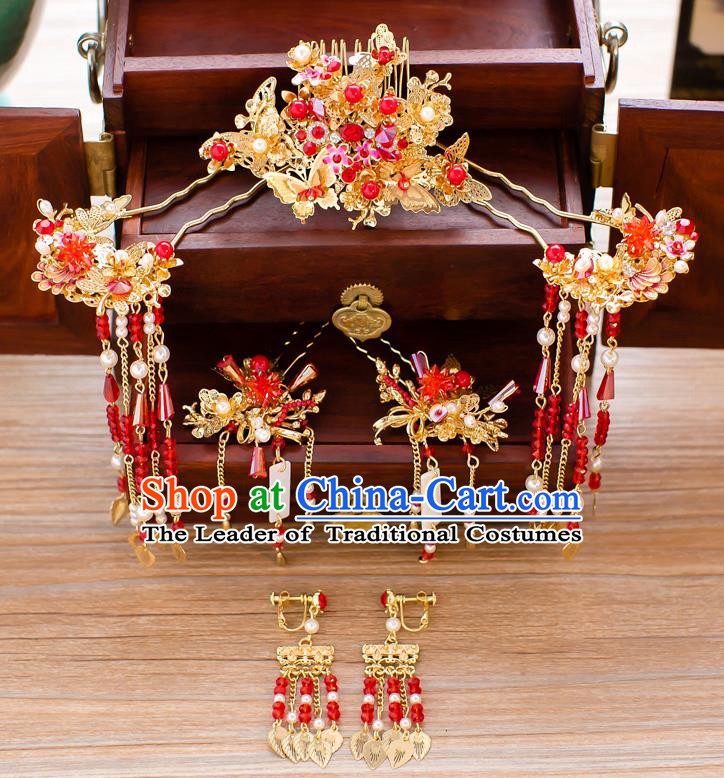 Chinese Handmade Classical Hair Accessories Wedding Hairpins Frontlet Headwear Complete Set