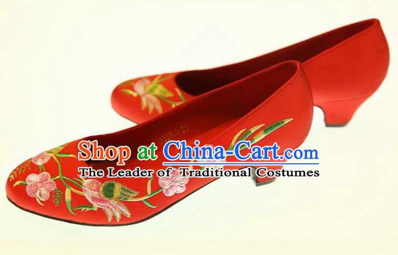 Asian Chinese Wedding Shoes Embroidered Flowers Shoes Hanfu Shoes for Women