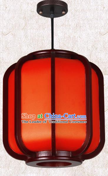 Traditional Chinese New Year Red Palace Lanterns Wood Hanging Lantern Ancient Ceiling Lamp