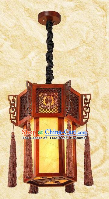 Traditional Chinese Wood Palace Lanterns Handmade Hanging Lantern Ancient Ceiling Lamp