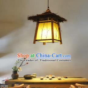 Traditional Chinese Straw Braid Palace Lanterns Handmade Hanging Lantern Ancient Ceiling Lamp
