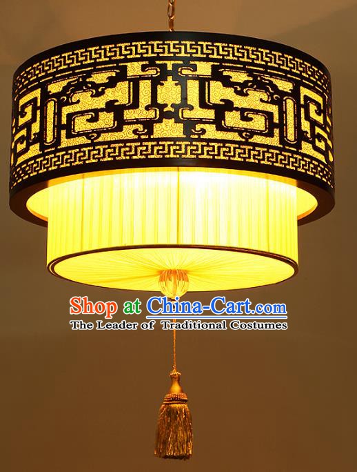 Traditional Chinese Yellow Hanging Palace Lanterns Handmade Lantern Ancient Ceiling Lamp