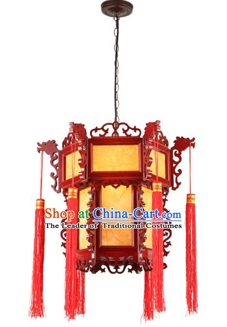 Traditional Chinese Parchment Hanging Palace Lanterns Handmade Head Dragon Lantern Ancient Ceiling Lamp
