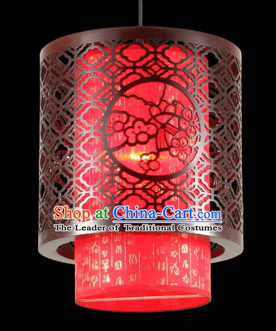 Traditional Chinese Palace Red Hanging Lanterns Handmade Wood Carving Lantern Ancient Ceiling Lamp