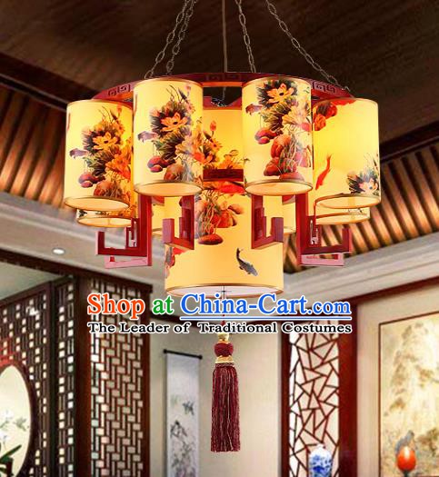 Traditional Chinese Palace Painted Hanging Lanterns Handmade Lantern Ancient Ceiling Lamp