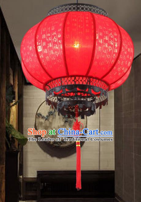 Traditional Chinese New Year Red Palace Hanging Lanterns Handmade Lantern Ancient Ceiling Lamp