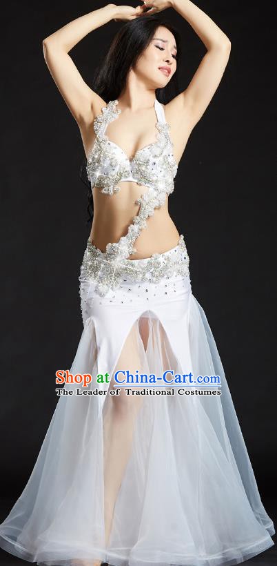 Traditional Indian National Belly Dance White Veil Dress India Bollywood Oriental Dance Costume for Women