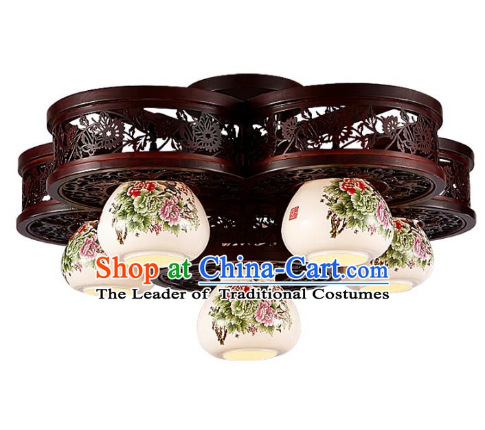 Traditional Chinese Porcelain Ceiling Palace Lanterns Handmade Six-pieces Lantern Ancient Lamp