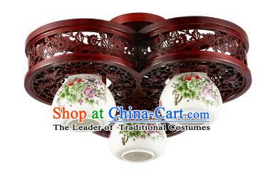 Traditional Chinese Porcelain Ceiling Palace Lanterns Handmade Three-pieces Lantern Ancient Lamp