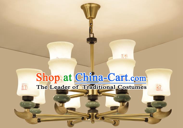 Traditional Handmade Chinese Porcelain Palace Lanterns Ancient Twelve-Lights Ceiling Lantern Ancient Lamp