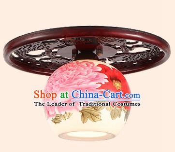 Traditional Chinese Handmade Ceramics Lantern Asian Wood Painting Ceiling Lanterns Ancient Lantern