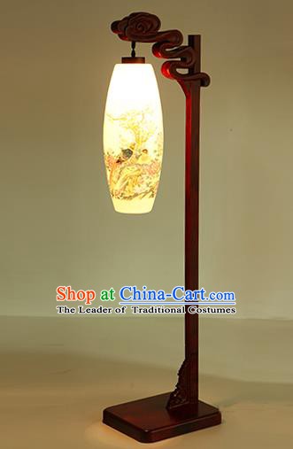 China Handmade Painting Ceramics Floor Lantern Ancient Wood Lanterns Traditional Lamp
